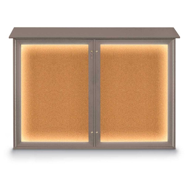 United Visual Products Open Faced Traditional Corkboard, 72x48" UV646A-BRONZE-BUFF - main